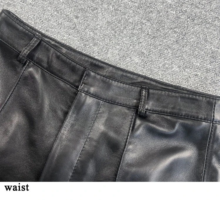 Mopping Pants For Women Genuine Leather Classic Female Straight Pipeline Suit Taller Trousers Mujer Long Legs Casual Streetwear