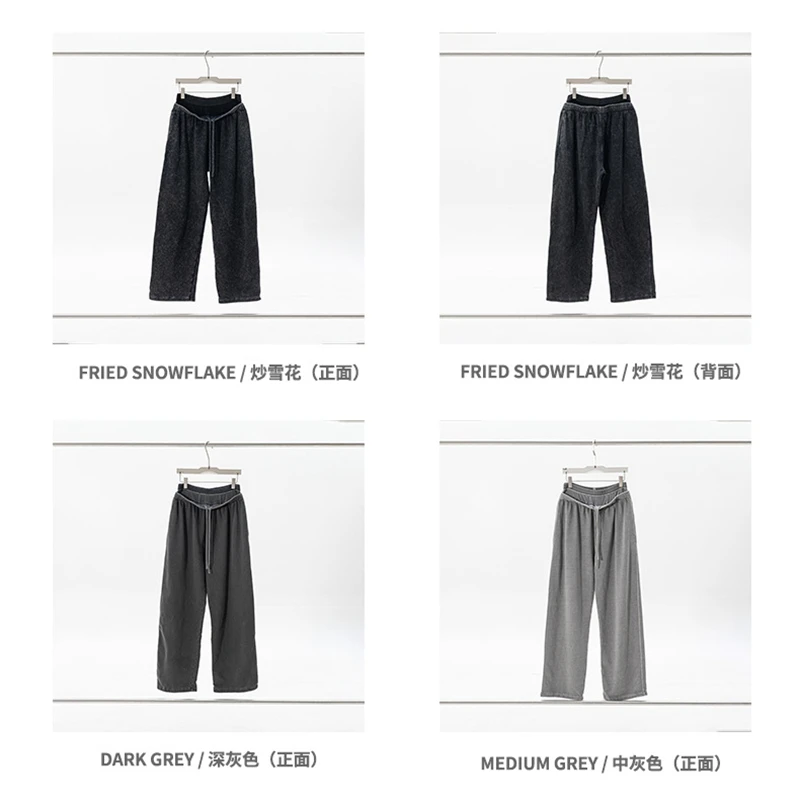 ZODF Retro Women Washed 370gsm Straight Pants Vintage Girls Female Loose Double Waist Wide Leg Cotton Trousers HY1150