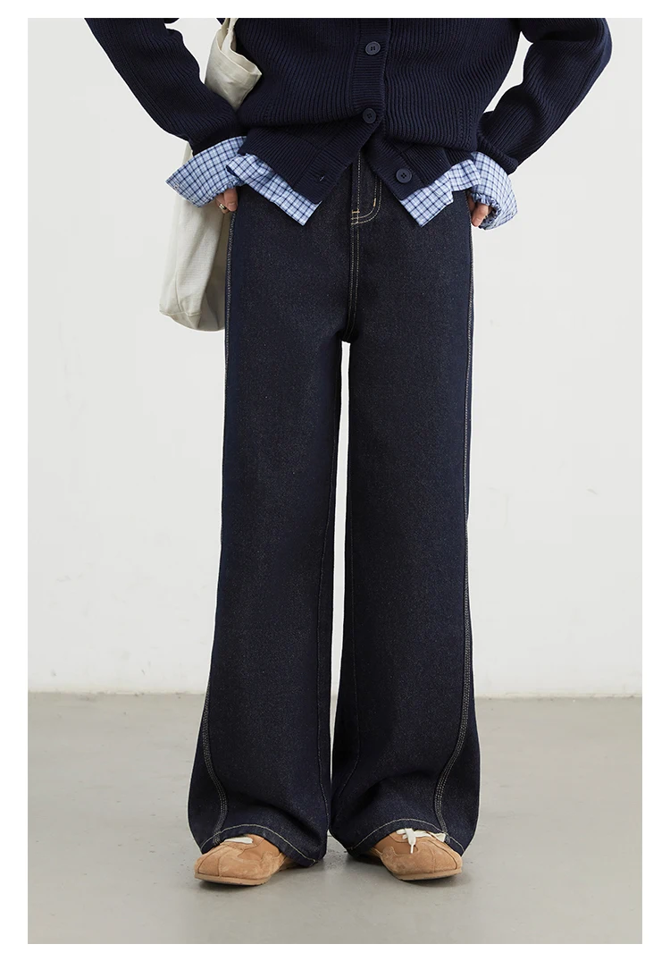 CHIC VEN Women Denim Pants Loose Casual High Waisted Straight Leg Jeans Female Wide Leg Trousers Oversize Autumn Winter 2024