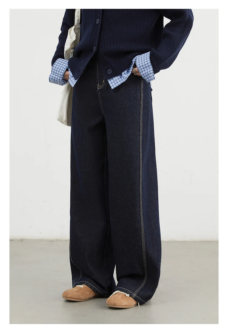 CHIC VEN Women Denim Pants Loose Casual High Waisted Straight Leg Jeans Female Wide Leg Trousers Oversize Autumn Winter 2024