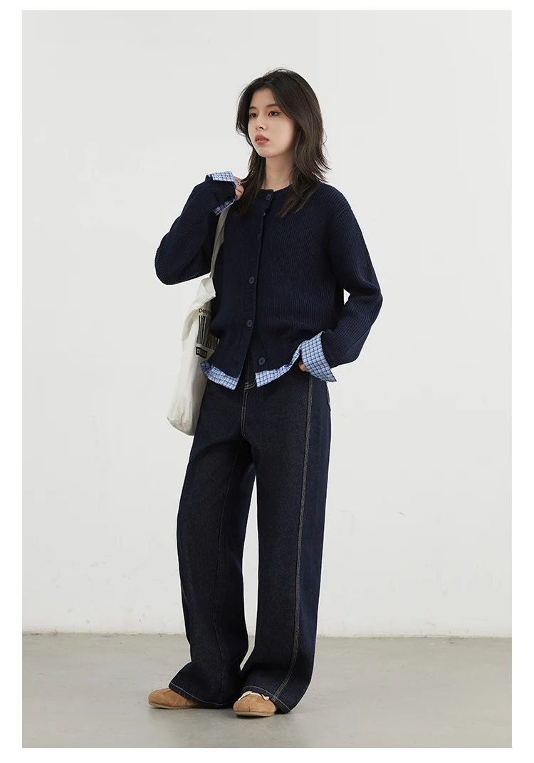 CHIC VEN Women Denim Pants Loose Casual High Waisted Straight Leg Jeans Female Wide Leg Trousers Oversize Autumn Winter 2024