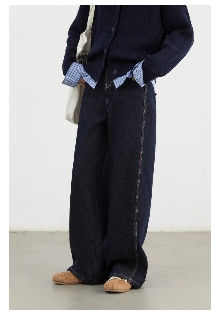 CHIC VEN Women Denim Pants Loose Casual High Waisted Straight Leg Jeans Female Wide Leg Trousers Oversize Autumn Winter 2024
