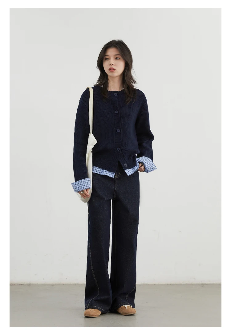 CHIC VEN Women Denim Pants Loose Casual High Waisted Straight Leg Jeans Female Wide Leg Trousers Oversize Autumn Winter 2024