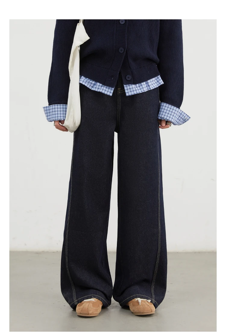 CHIC VEN Women Denim Pants Loose Casual High Waisted Straight Leg Jeans Female Wide Leg Trousers Oversize Autumn Winter 2024
