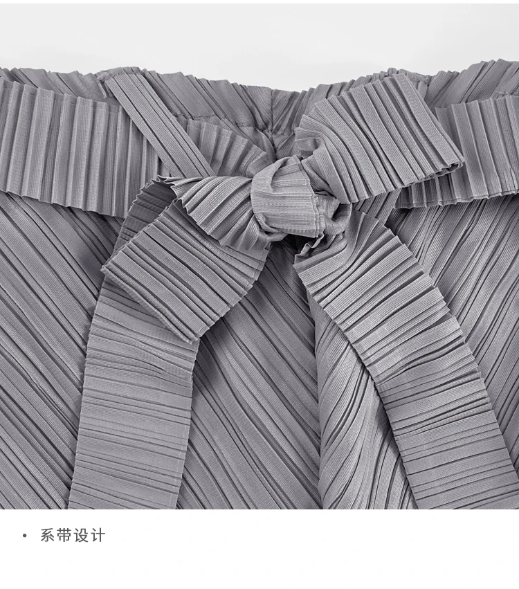 Miyake Pleated Wide Leg Loose Pants Stitching Casual Big Trousers Women Summer Dubai Designer Fashion Belt Aesthetic Clothes