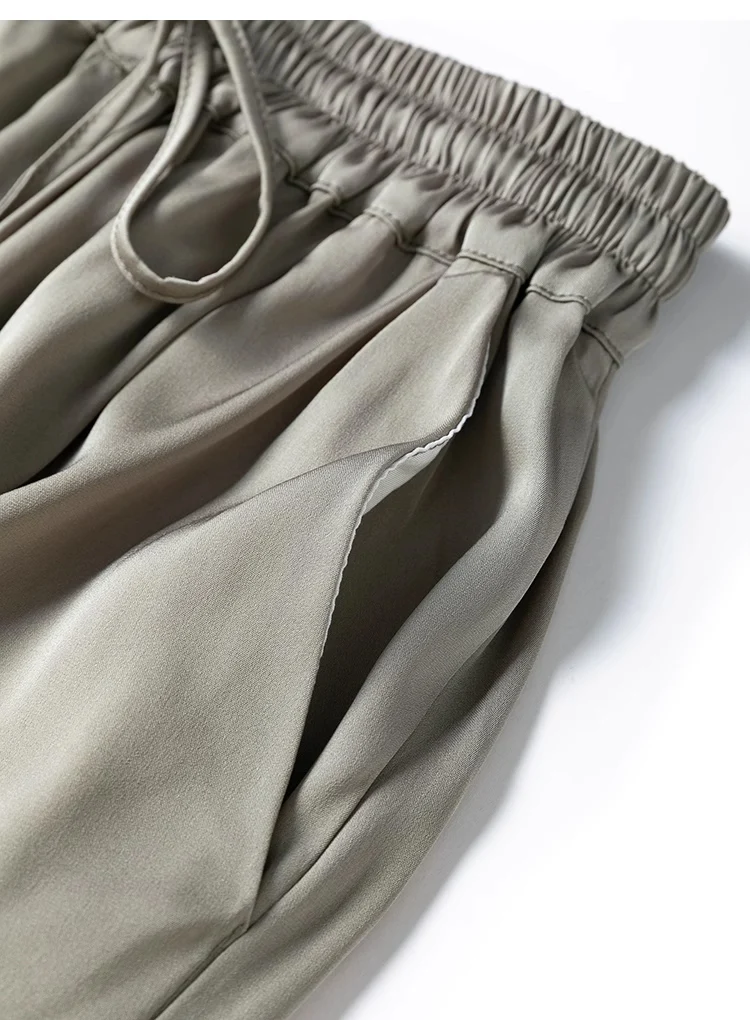 SuyaDream, Wide Leg Pants For Woman, 93%Silk 7%Spandex, Elastic Waist, 2025 Spring Summer Solid Long Trousers, Pink, Blue