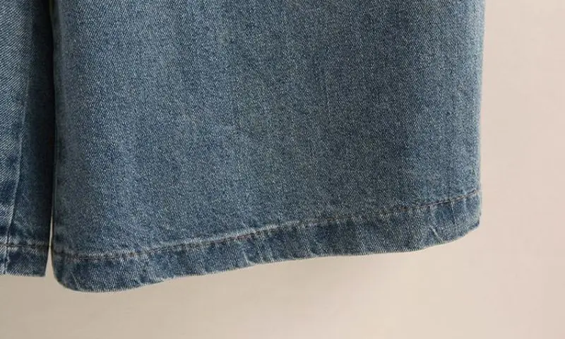 Indie Folk Embroidery Denim Vintage Elastic High Waist Loose Wide Leg Women's Pants Calf-Length Pants For Women Clothing Fashion