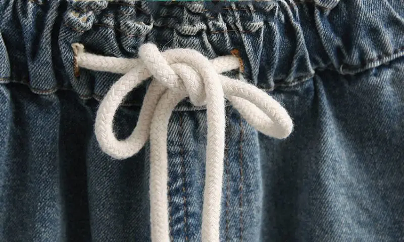 Indie Folk Embroidery Denim Vintage Elastic High Waist Loose Wide Leg Women's Pants Calf-Length Pants For Women Clothing Fashion