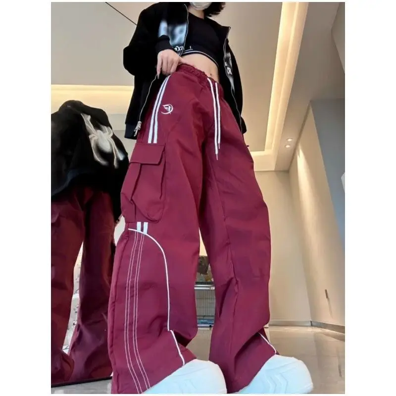 Y2K Cargo Pants Side Striped Women's Korean Style Wide Leg Baggy Trousers Streetwear Autunm Harajuku Hip Hop Balloon Sweatpants