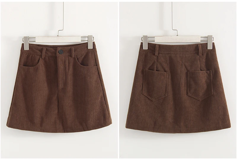 Autumn Corduroy Mini Skirt Burgundy For Women Brown Vintage A Line Short Skirts With Shorts Inside For Women Skirt Corduroy Fall