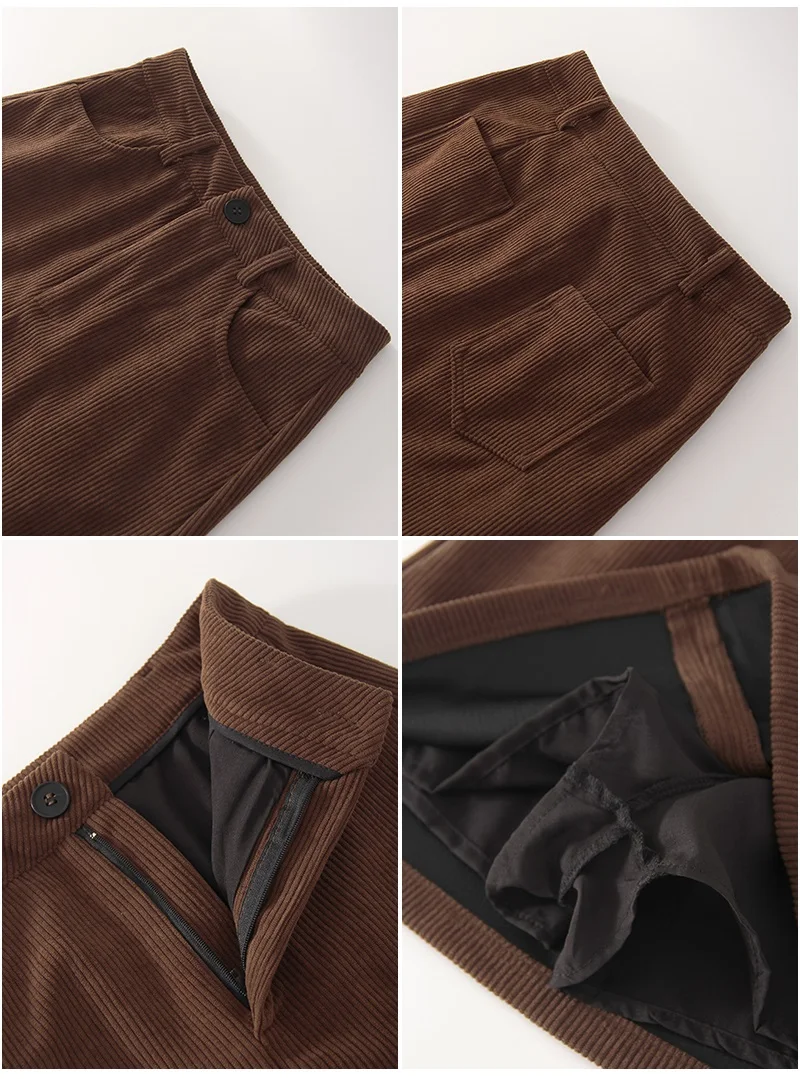 Autumn Corduroy Mini Skirt Burgundy For Women Brown Vintage A Line Short Skirts With Shorts Inside For Women Skirt Corduroy Fall