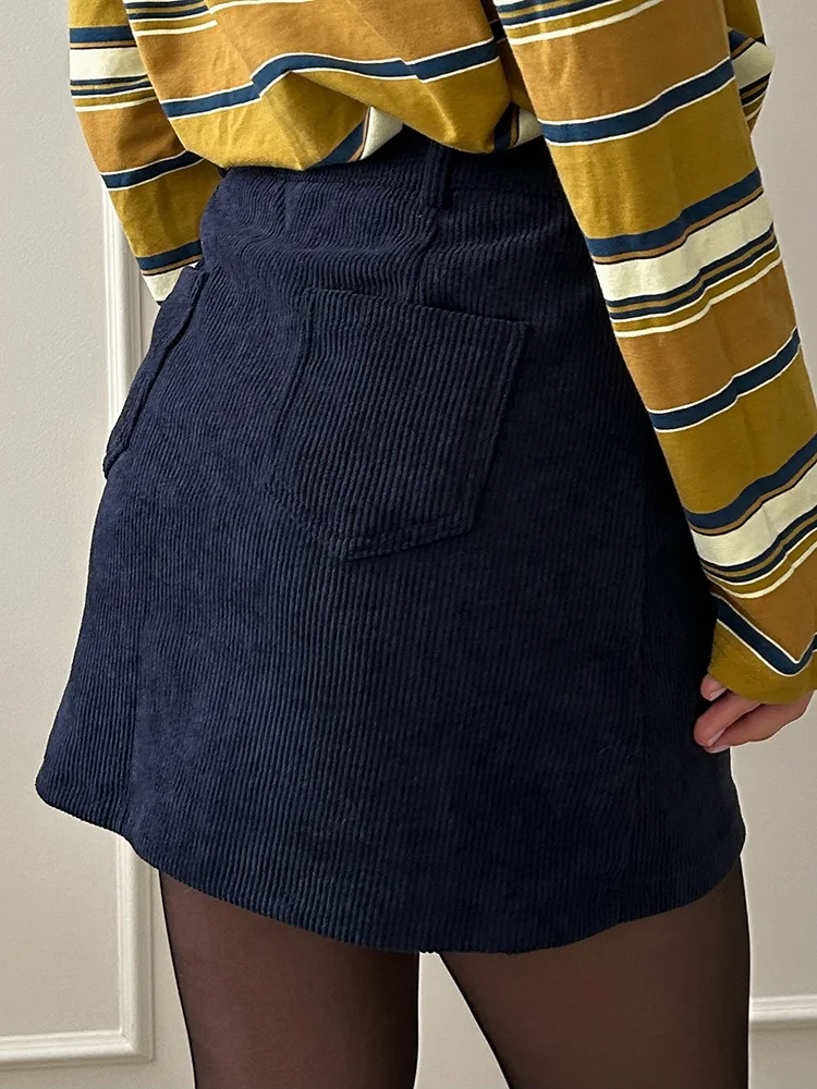 Autumn Corduroy Mini Skirt Burgundy For Women Brown Vintage A Line Short Skirts With Shorts Inside For Women Skirt Corduroy Fall