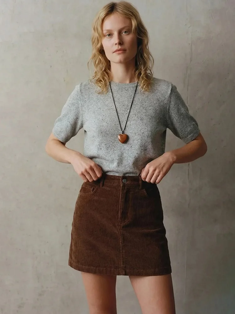 Autumn Corduroy Mini Skirt Burgundy For Women Brown Vintage A Line Short Skirts With Shorts Inside For Women Skirt Corduroy Fall