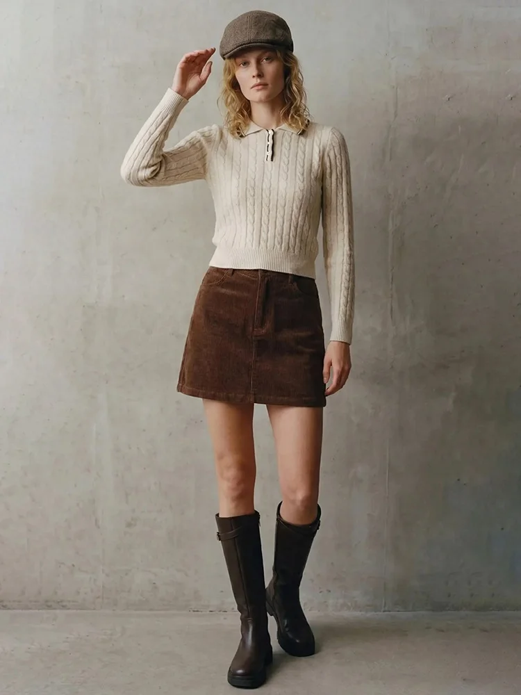 Autumn Corduroy Mini Skirt Burgundy For Women Brown Vintage A Line Short Skirts With Shorts Inside For Women Skirt Corduroy Fall