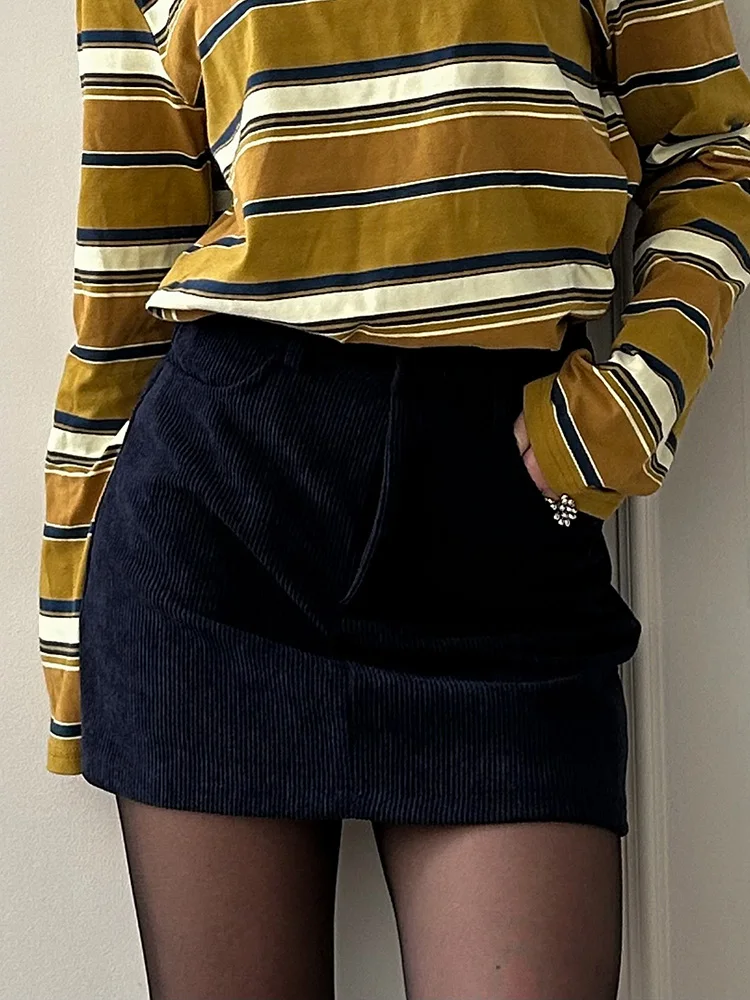 Autumn Corduroy Mini Skirt Burgundy For Women Brown Vintage A Line Short Skirts With Shorts Inside For Women Skirt Corduroy Fall