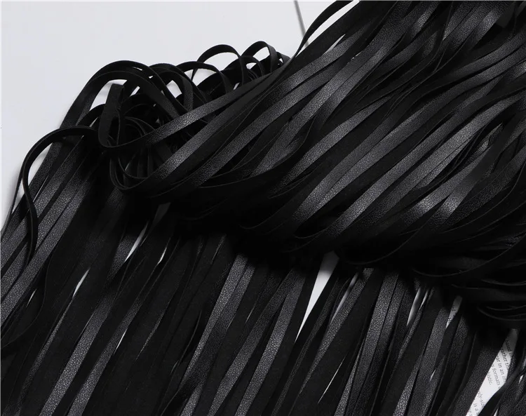 LANMREM Basics PU Leather Skirt Women Belt Black Color High Street Decoration Full Tassels Skirts Female New Fashion 2DC1326