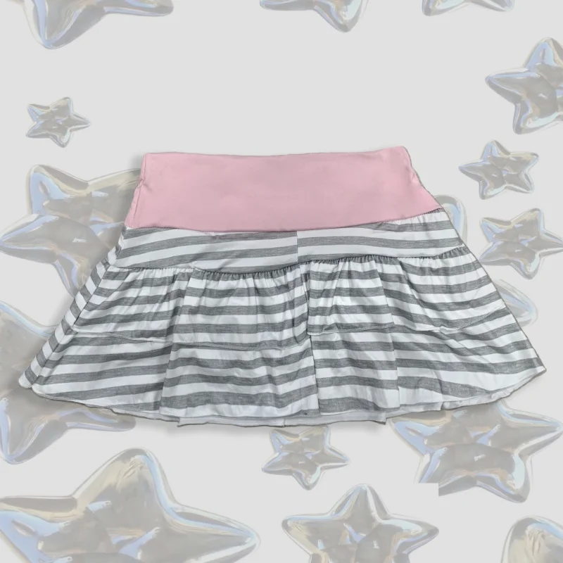 European and American cross-border sweet style striped contrasting color summer A-line casual cake skirt half skirt versatile