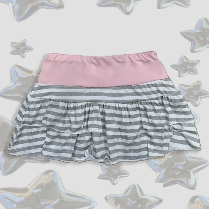 European and American cross-border sweet style striped contrasting color summer A-line casual cake skirt half skirt versatile