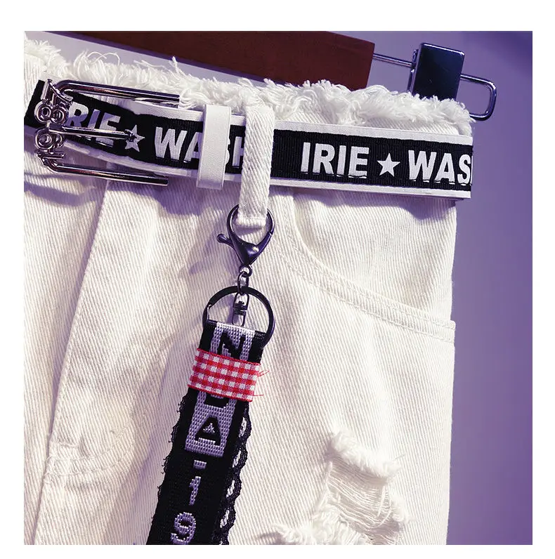 2025 New Women Skirt White Denim Long Skirts Letter Print Korean Style Fashion Hole Oversize Plus Size Female Skirts