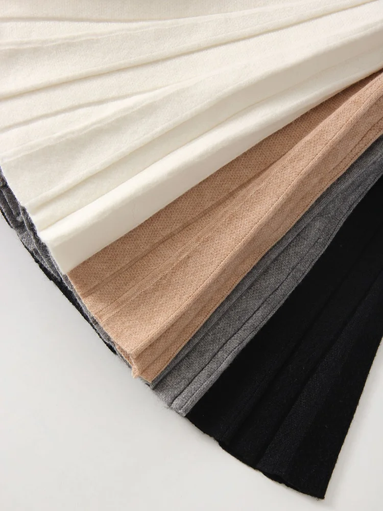 Autumn Knit White Mini Pleated Skirts For Women A Line Skirt Gray High Waist Women Knitted Pleated Short Skirts Korean Fashion
