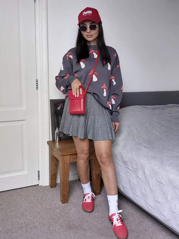 Autumn Knit White Mini Pleated Skirts For Women A Line Skirt Gray High Waist Women Knitted Pleated Short Skirts Korean Fashion