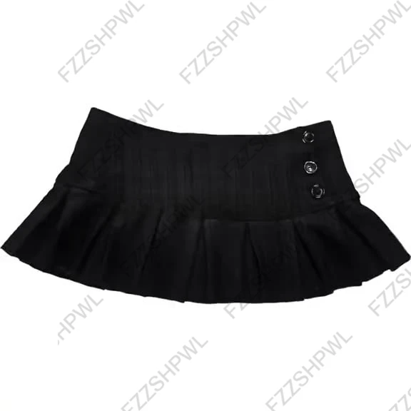 Gothic punk Low waist pleated Mini skirt women black ruffle metal buckle streetwear summer Aesthetic hotsweet Woman's Clothing