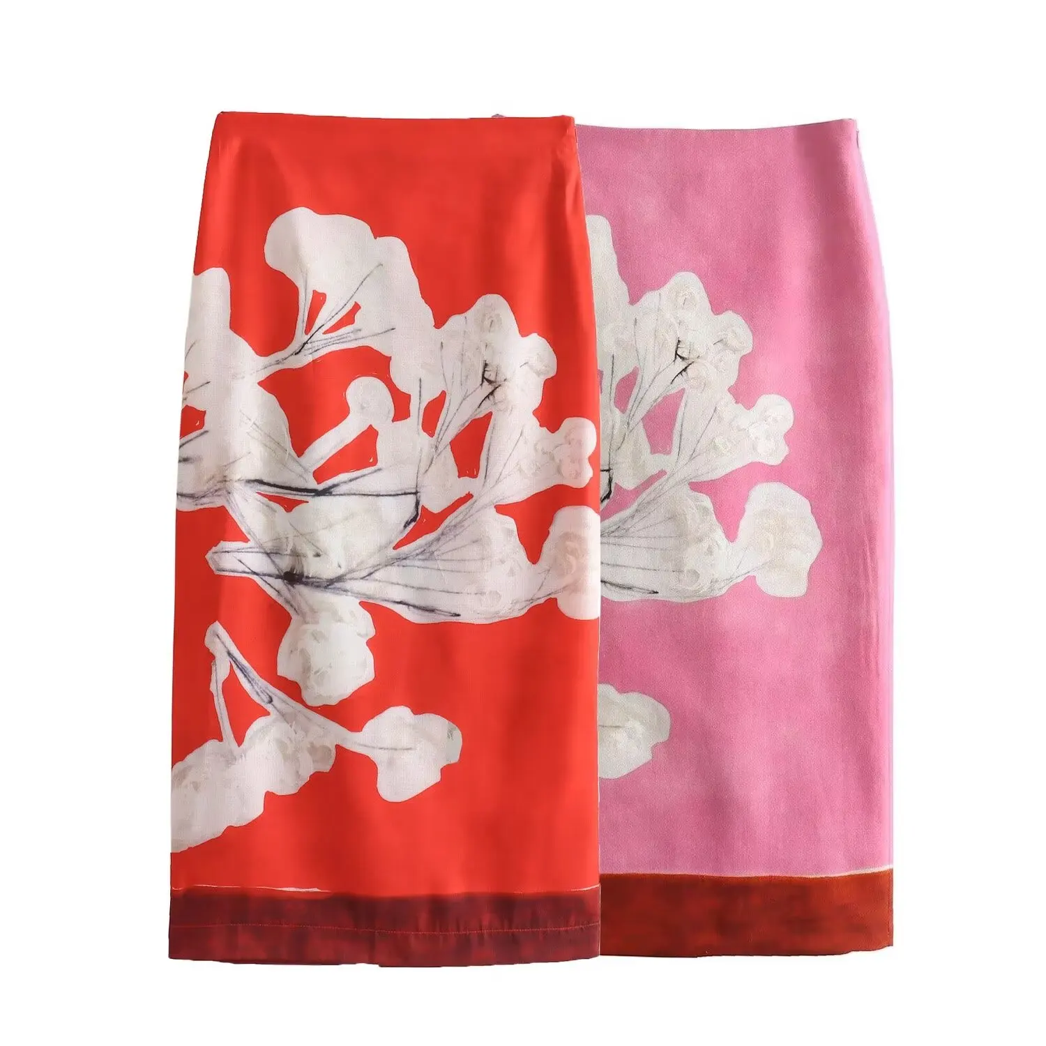 BSAY Women's Fashion Spring Summer New Split Vintage Chic Female High Waist Elegant A-line Long Straight Skirt Mujer