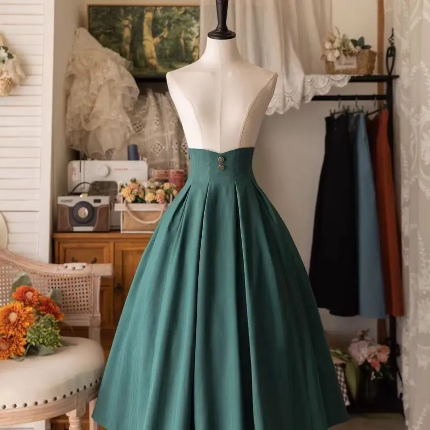 Lolita 2025 new Lolita women's Y2K half skirt elegant CLA slim fit classical simple long skirt versatile