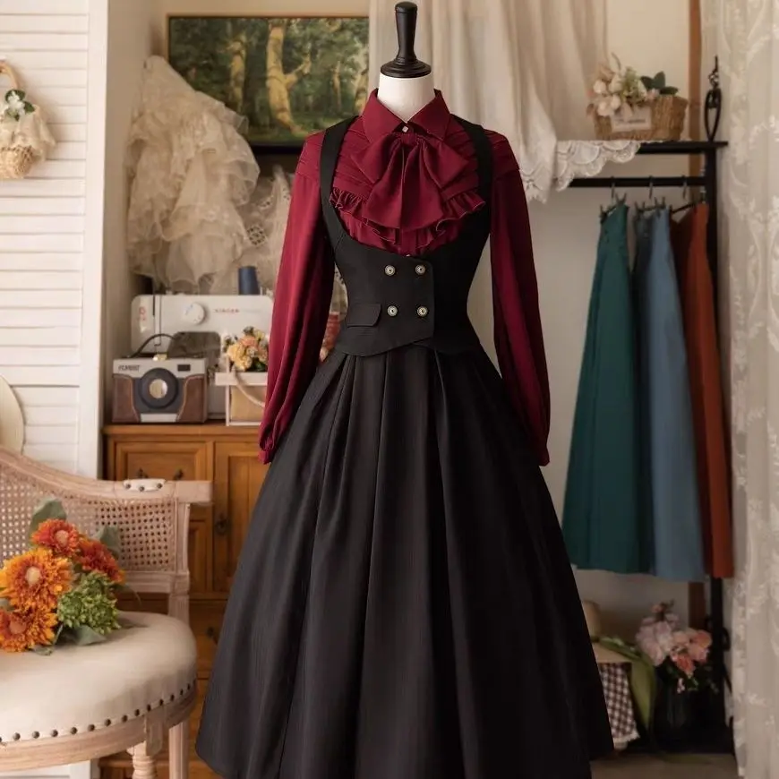 Lolita 2025 new Lolita women's Y2K half skirt elegant CLA slim fit classical simple long skirt versatile
