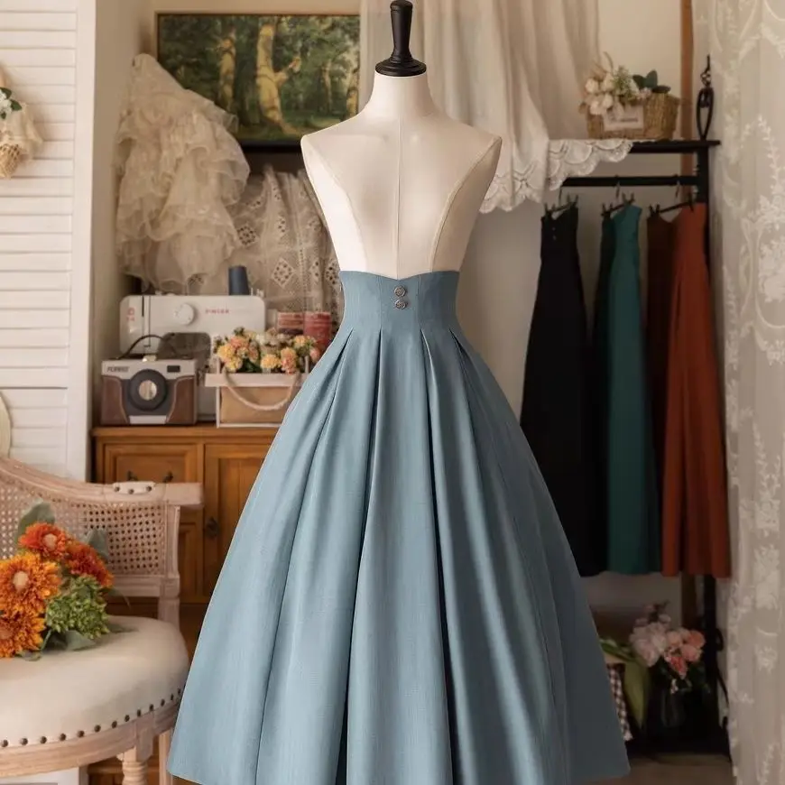 Lolita 2025 new Lolita women's Y2K half skirt elegant CLA slim fit classical simple long skirt versatile