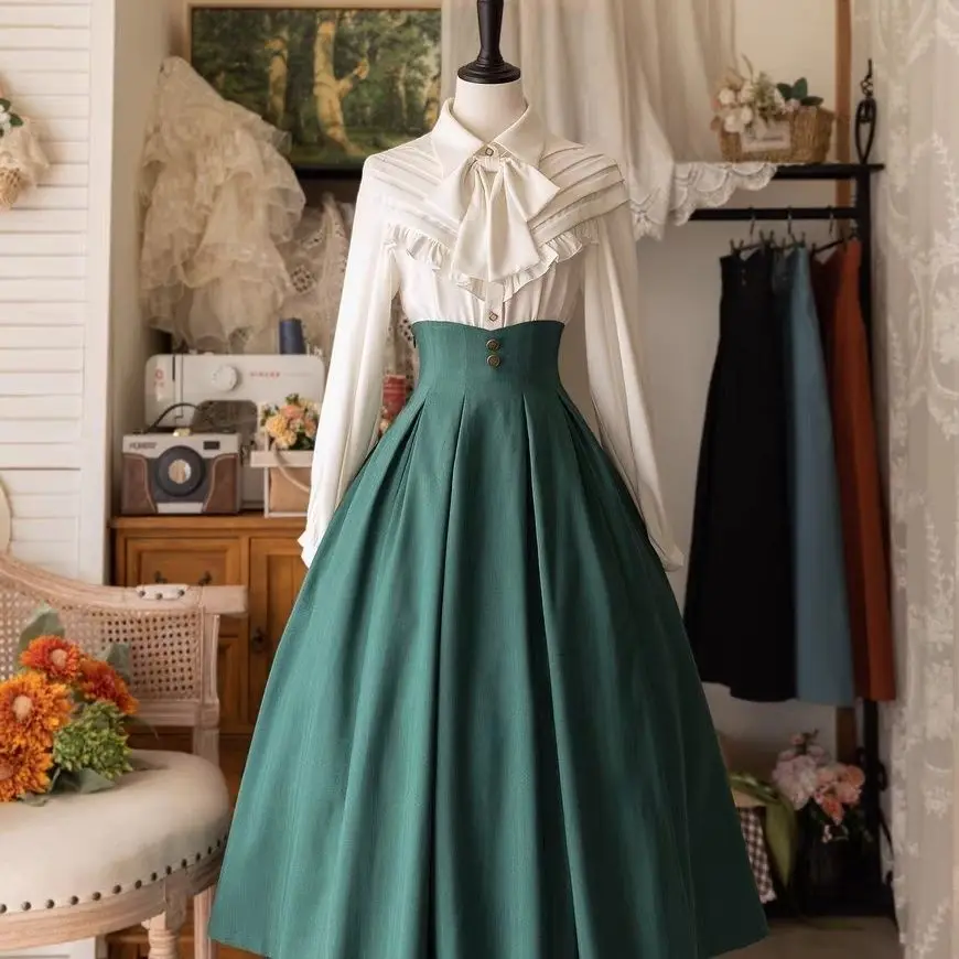 Lolita 2025 new Lolita women's Y2K half skirt elegant CLA slim fit classical simple long skirt versatile
