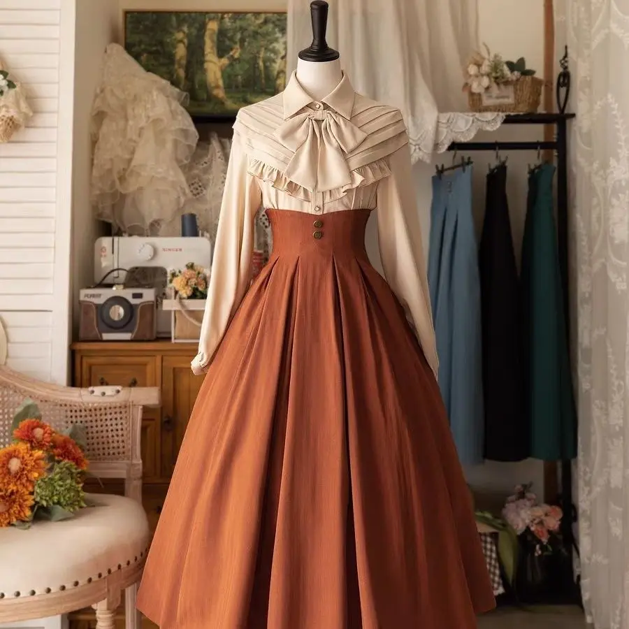Lolita 2025 new Lolita women's Y2K half skirt elegant CLA slim fit classical simple long skirt versatile