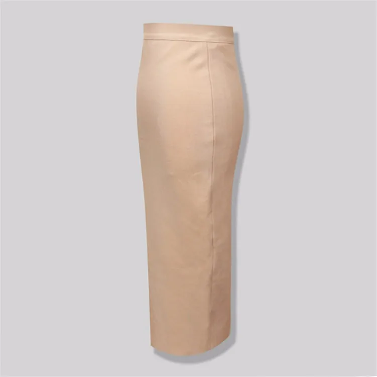 Wholesale Women's Elastic Candy Color Bandage Skirt Bodycon Midi Calf Pencil Skirt For Elegant Ladies Formal Business Skirts