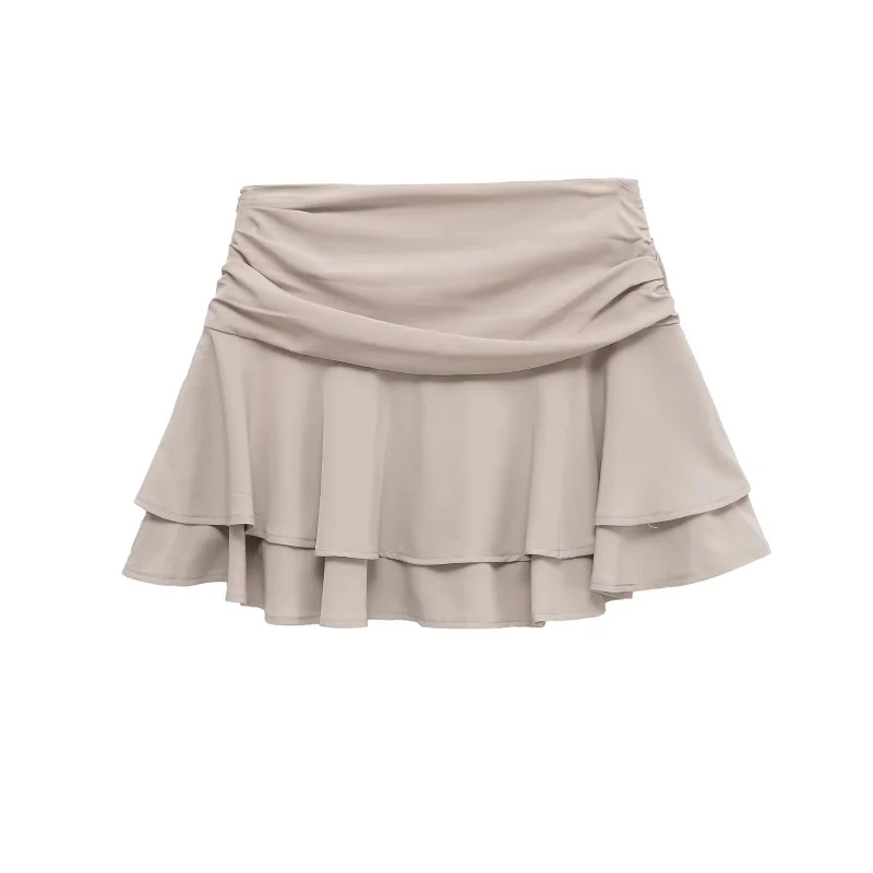 ETJ 2025 Women's Summer New sexy Fashion Hot Girl Style Flouncy Stacked Decoration Mid-Waist Short Skirt Pants