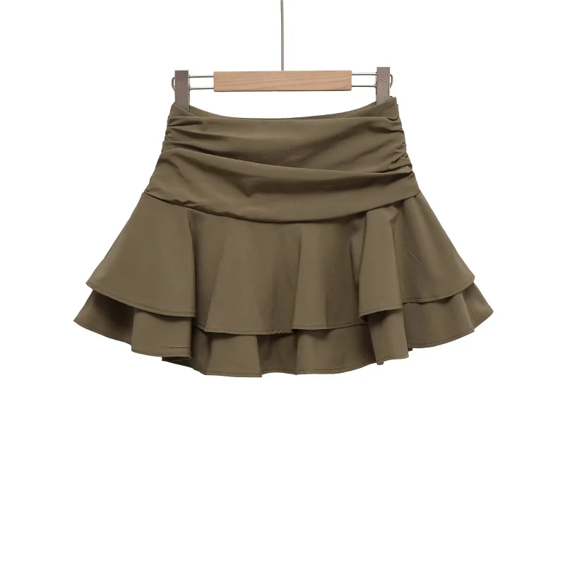 ETJ 2025 Women's Summer New sexy Fashion Hot Girl Style Flouncy Stacked Decoration Mid-Waist Short Skirt Pants