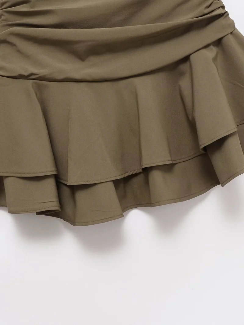 ETJ 2025 Women's Summer New sexy Fashion Hot Girl Style Flouncy Stacked Decoration Mid-Waist Short Skirt Pants