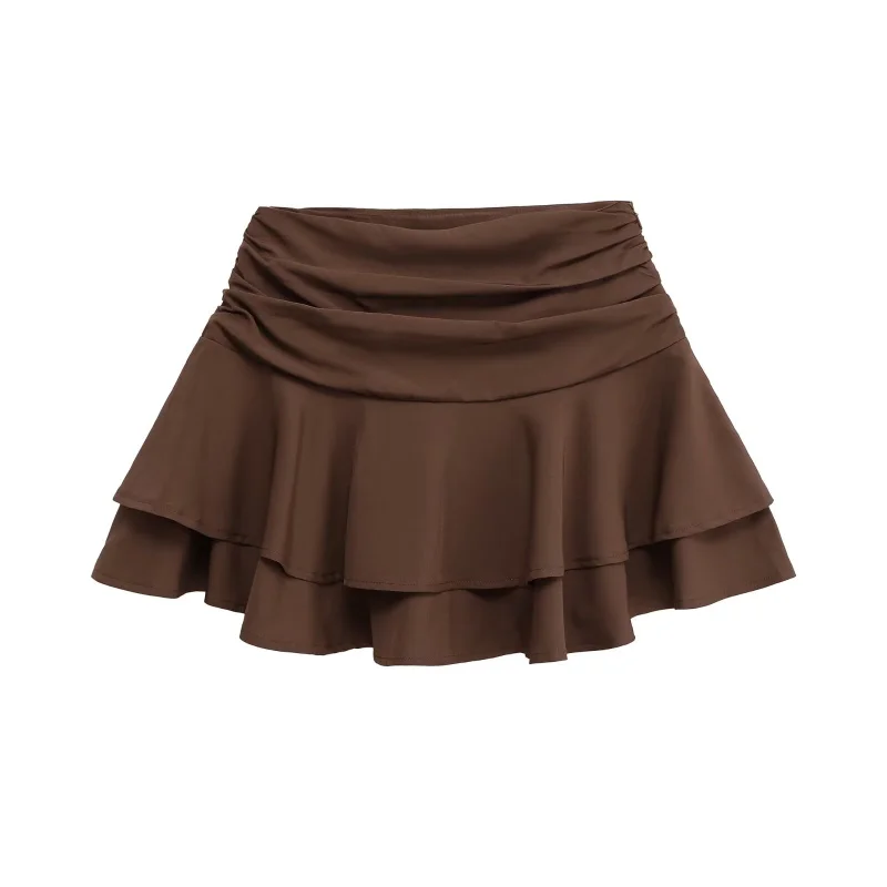 ETJ 2025 Women's Summer New sexy Fashion Hot Girl Style Flouncy Stacked Decoration Mid-Waist Short Skirt Pants
