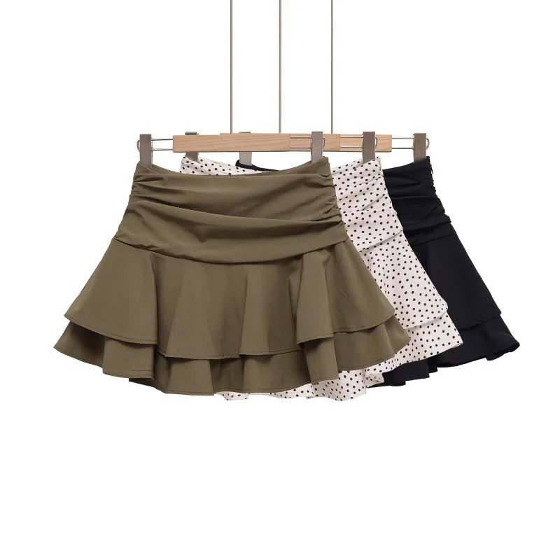 ETJ 2025 Women's Summer New sexy Fashion Hot Girl Style Flouncy Stacked Decoration Mid-Waist Short Skirt Pants