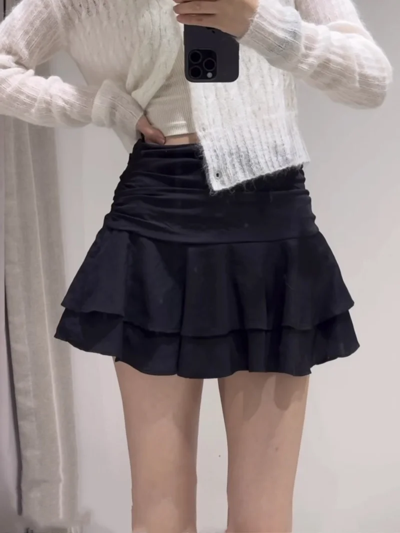 ETJ 2025 Women's Summer New sexy Fashion Hot Girl Style Flouncy Stacked Decoration Mid-Waist Short Skirt Pants