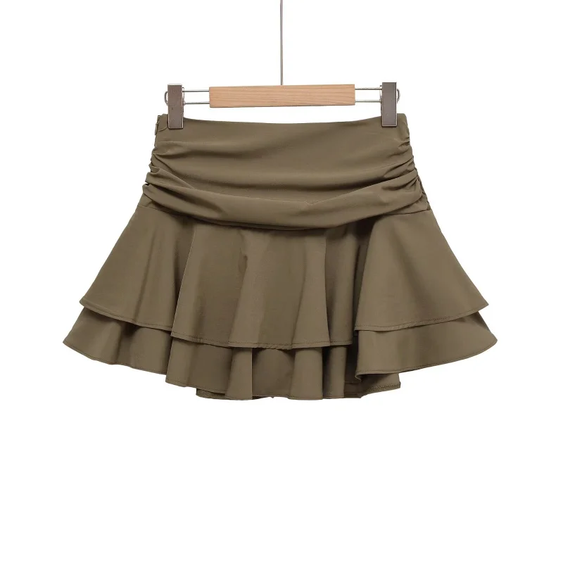 ETJ 2025 Women's Summer New sexy Fashion Hot Girl Style Flouncy Stacked Decoration Mid-Waist Short Skirt Pants