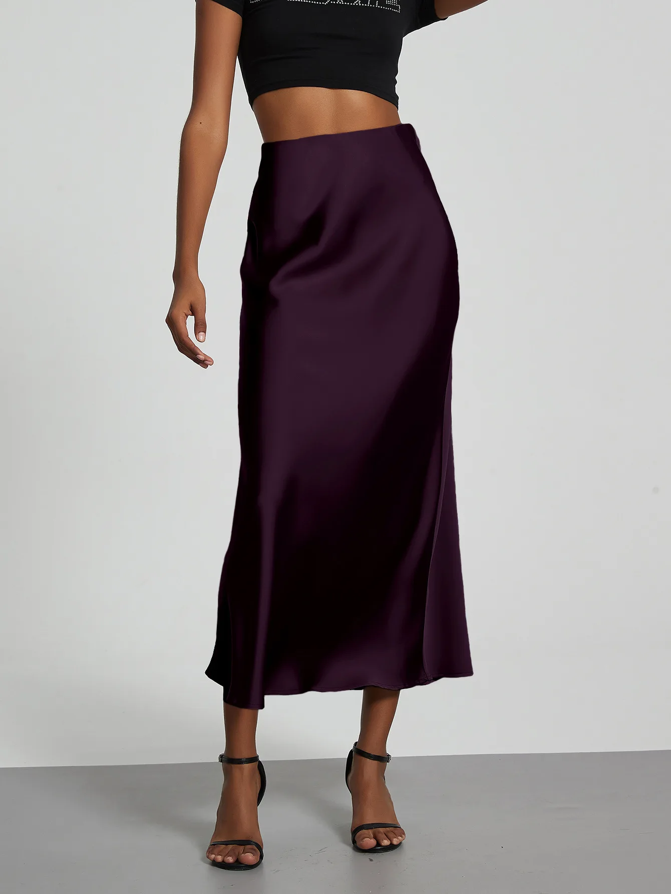 21 Colors New 2026 Women's Elegant High Waist Satin Long Skirts Female Summer Solid Color Faldas