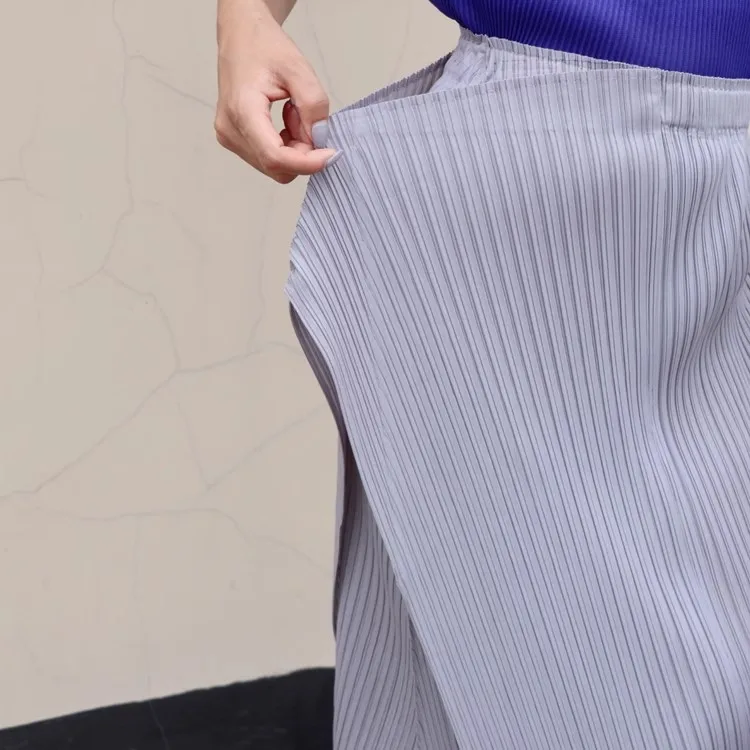 Miyake Pleated Irregular Skirt Women 2025 Spring Summer Korean Fashion Causal Straight Pleated Skirts