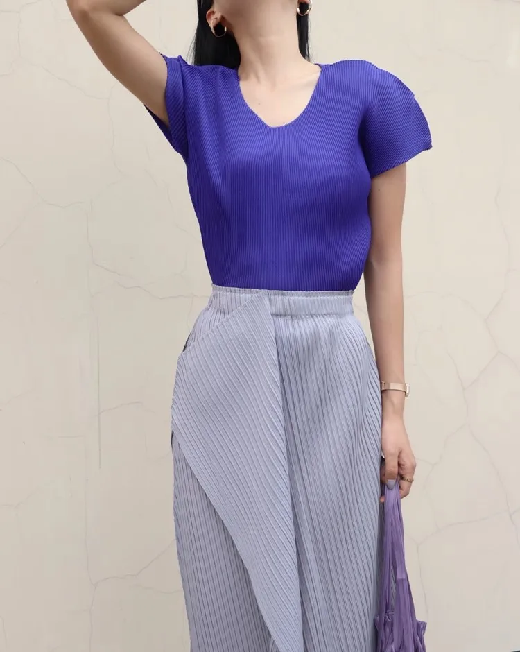 Miyake Pleated Irregular Skirt Women 2025 Spring Summer Korean Fashion Causal Straight Pleated Skirts