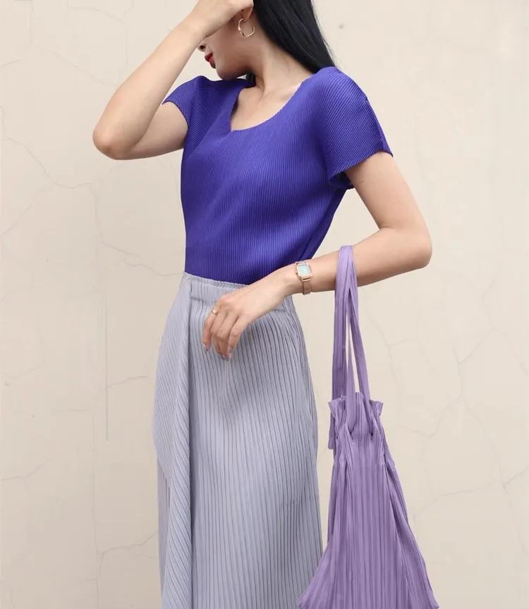 Miyake Pleated Irregular Skirt Women 2025 Spring Summer Korean Fashion Causal Straight Pleated Skirts