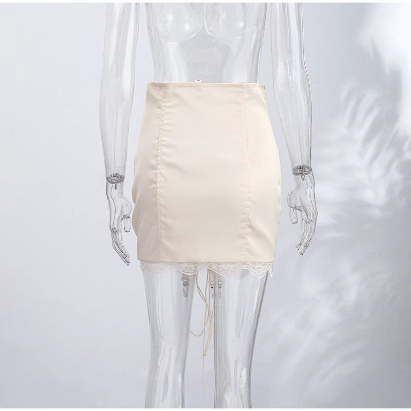 Sexy Women's Skirt With Lace Summer Satin Solid Slim Y2k Mini Skirts Lady New Fashion Street Evening Party Beachwear 2026