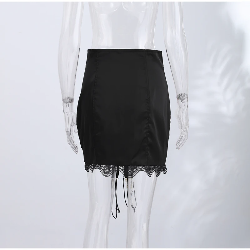 Sexy Women's Skirt With Lace Summer Satin Solid Slim Y2k Mini Skirts Lady New Fashion Street Evening Party Beachwear 2026