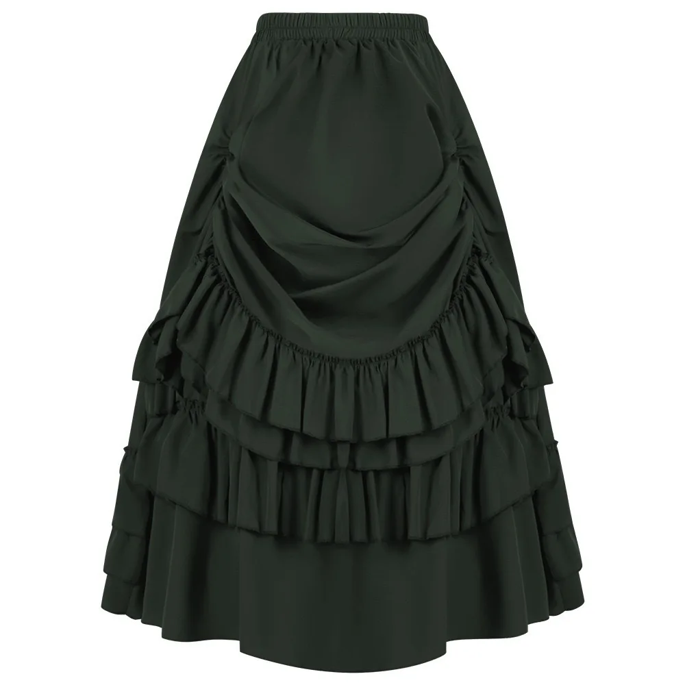 Brown Ruffled High Waisted Long Victorian Skirt Steampunk Skirts Womens Party Wear Gothic Vintage Clothes Medieval Costume Sexy