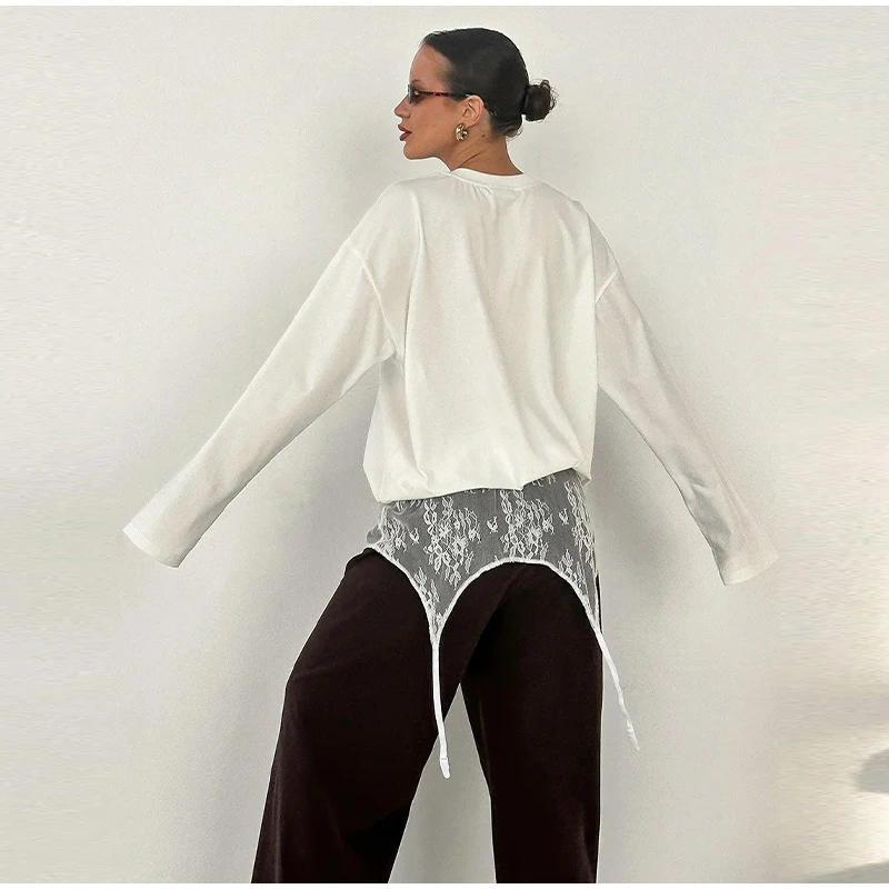 Lace Trim Butt Flap for Women Sexy Skirt Extender Sheer Hollow Out Floral Layering Bottom With Waistband Ladies Partywear