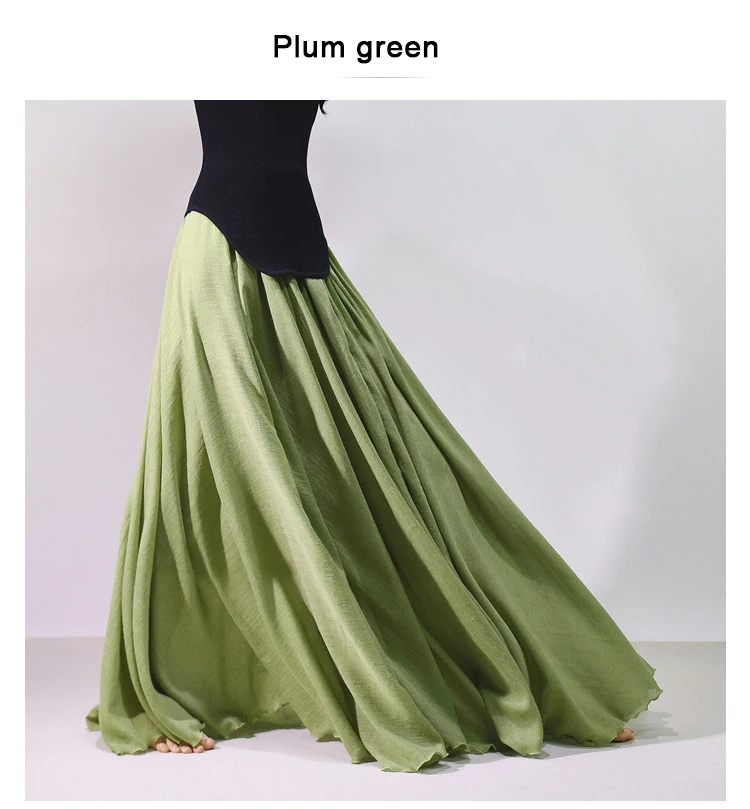 High Quality Cotton Linen Maxi Skirt Womens Casual Elastic High Waist Pleated A-Line Beach Skirts Boho Saia Feminina Faldas Jupe