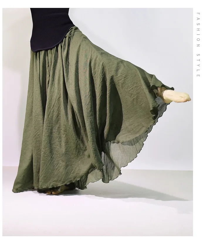 High Quality Cotton Linen Maxi Skirt Womens Casual Elastic High Waist Pleated A-Line Beach Skirts Boho Saia Feminina Faldas Jupe
